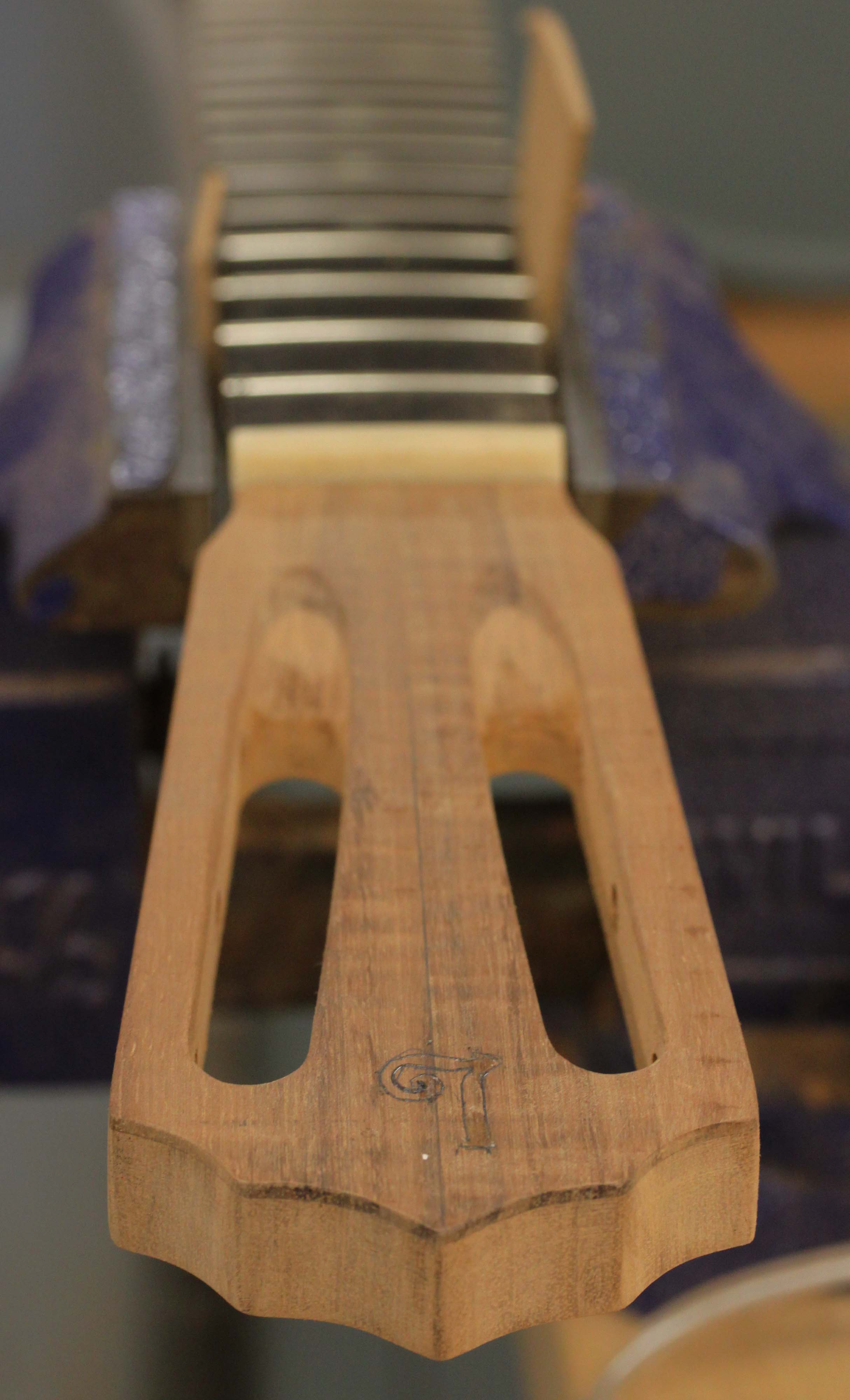 Handcrafted koa parlor guitar - in construction