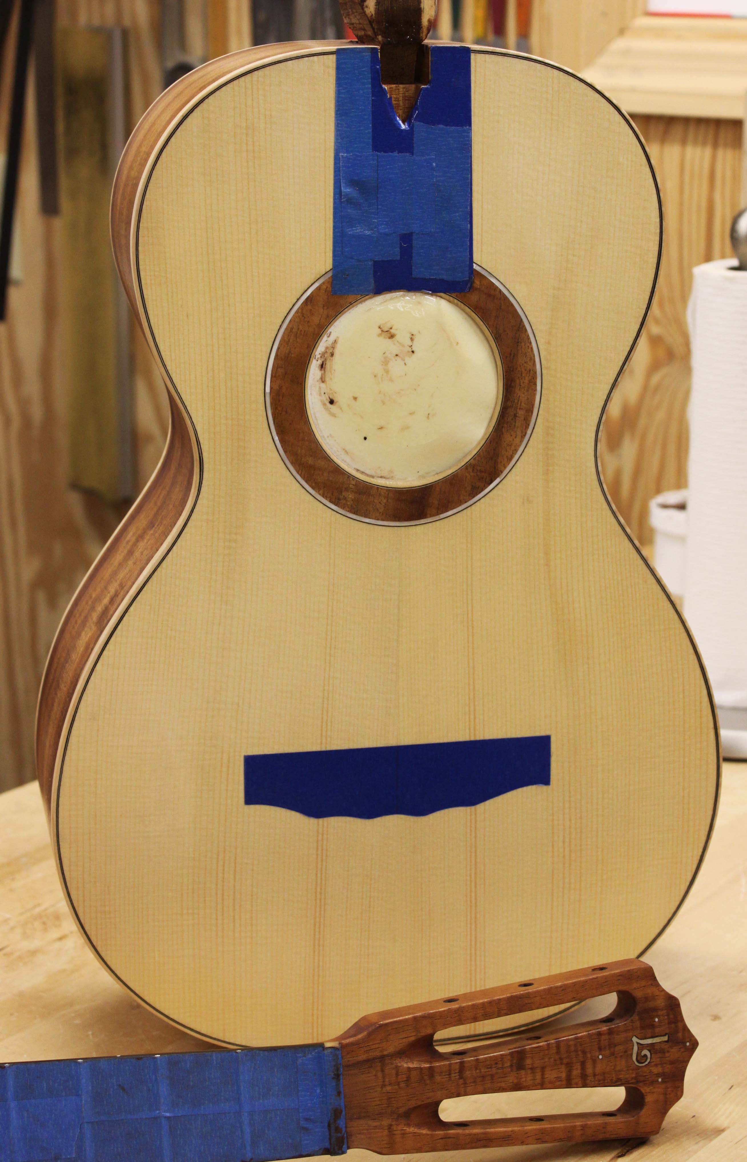 Handmade Koa Acoustic Parlor Guitar - construction