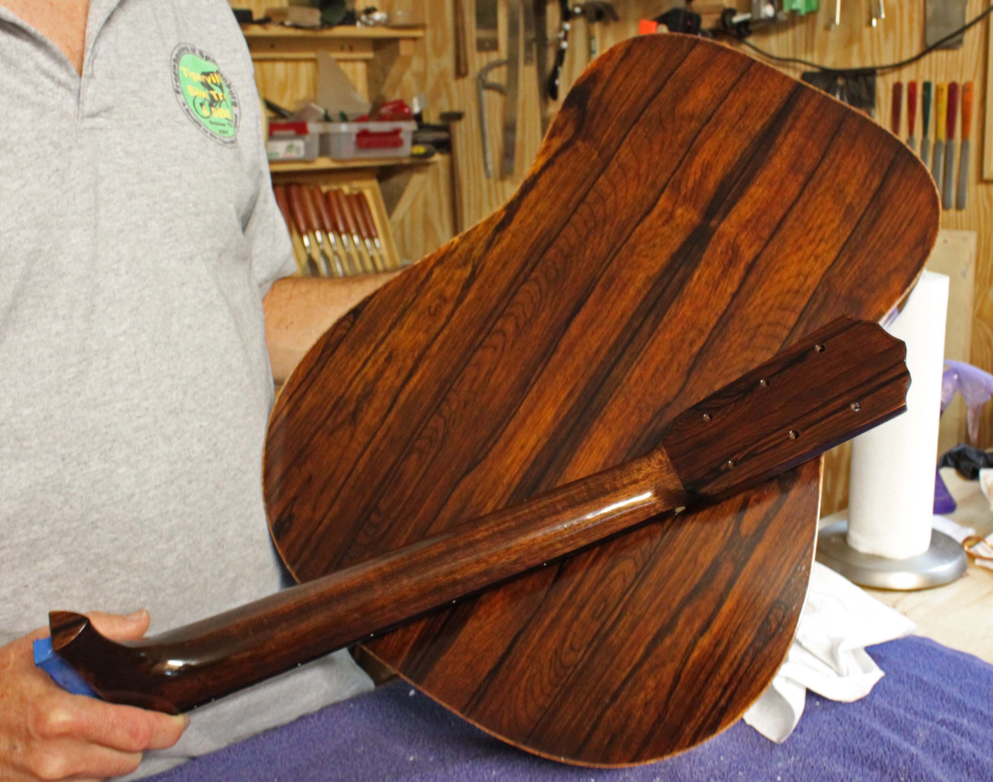 Handmade Cocobolo Acoustic Guitar - in the making
