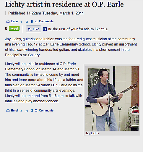 Tryon Daily Bulletin Lichty Guitars Feature