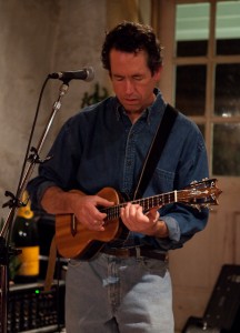 Jay Lichty playing his custom lichty ukulele at the Saluda Wine Cellar