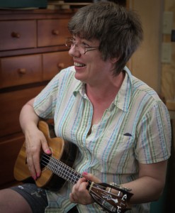 Denise Ostler at Lichty Guitars shop