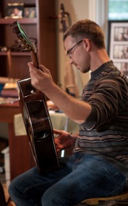 Justin and his Custom Brazilian Rosewood Guitar