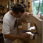 Crossover Guitar Construction, lacewood and cedar