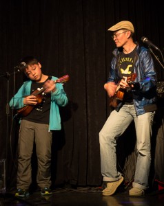 David Chen and Brian at an open mic jam in Honolulu