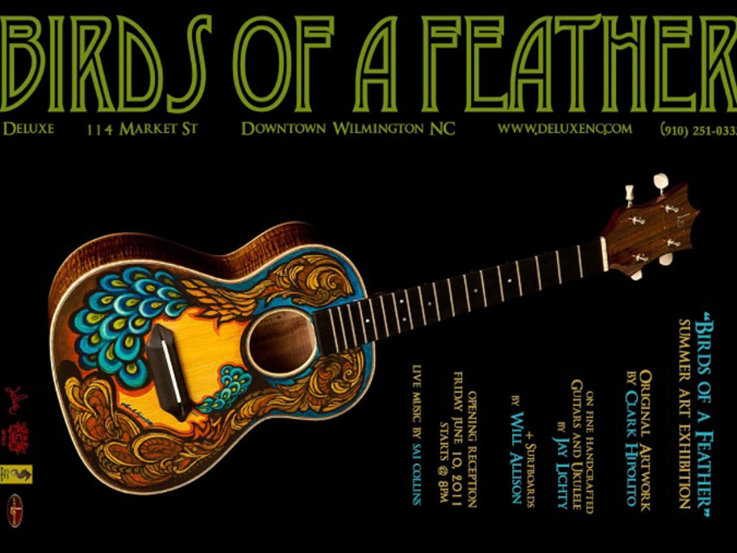 Bird of a Feather Hand painted Instrument Exhibit